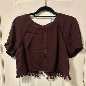 F21 Open Back Burgundy Crop Top
